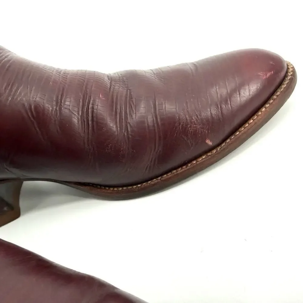 VTG Siete Leguas Red Leather Lizard Embossed Thunderbird Cowboy Boots Size 10E